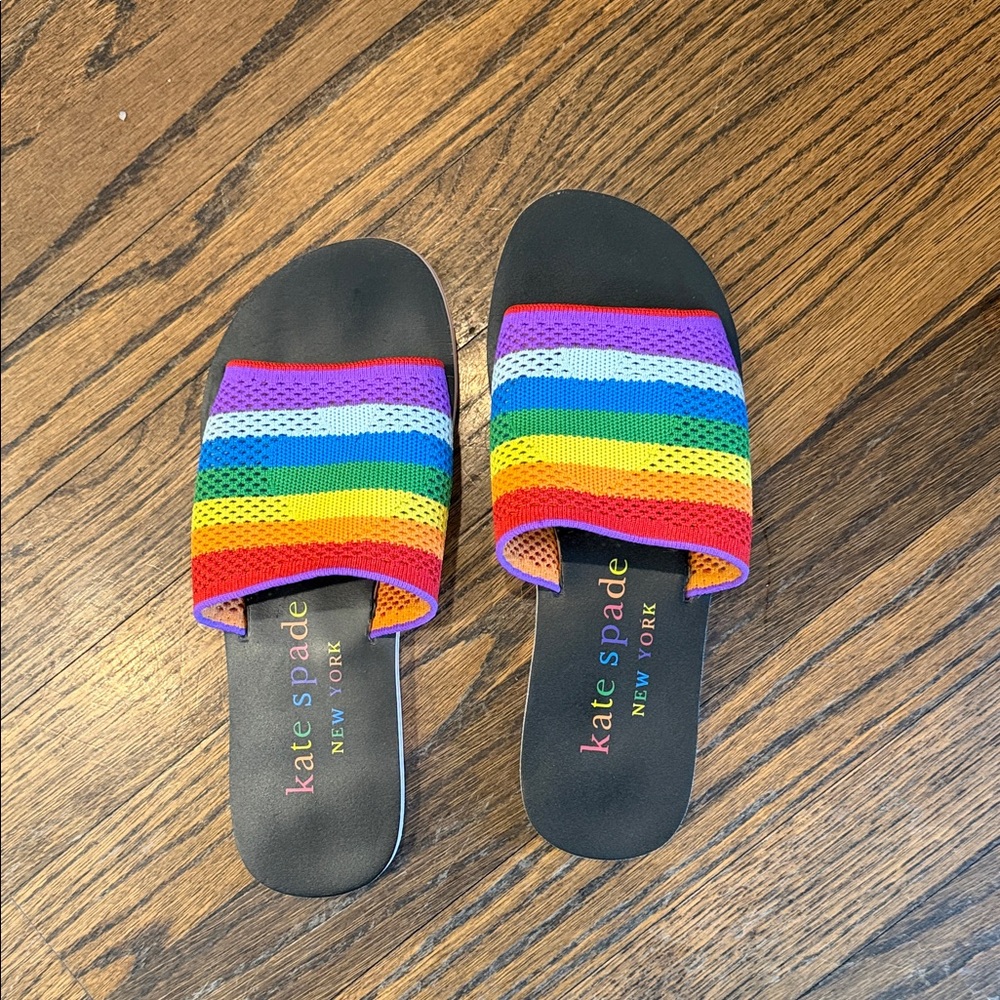 Kate Spade Rainbow Knit Slides